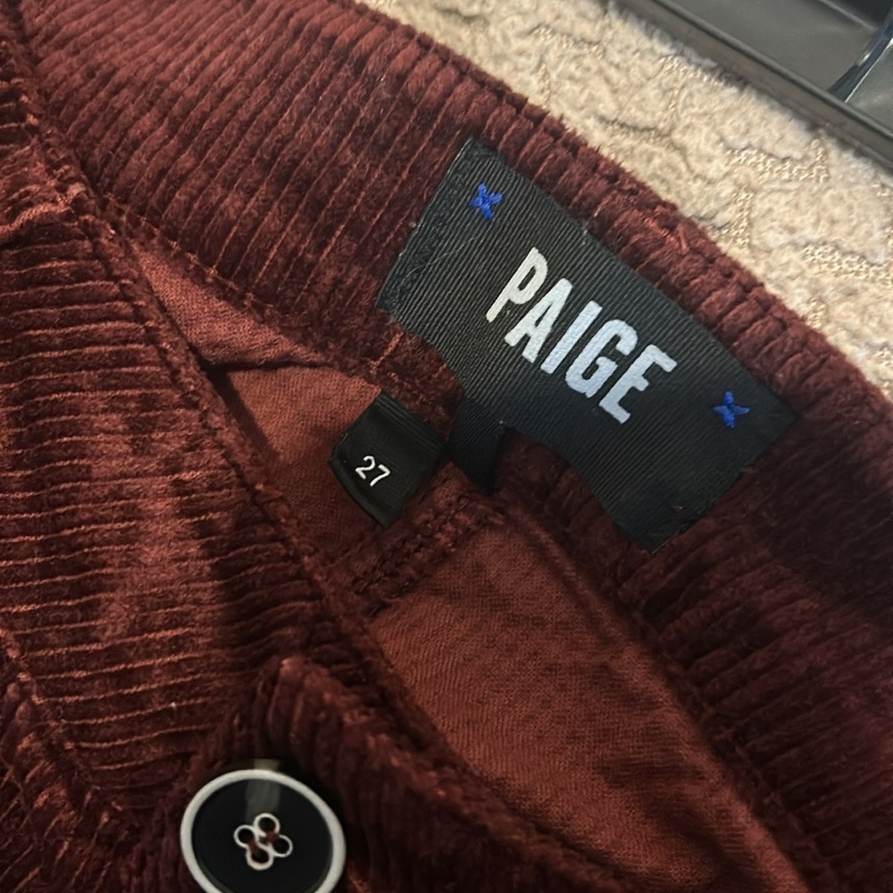 Paige Hoxton Ankle Slim Corduroy Pants Size 27 Dark Currant Wine - Picture 9 of 11